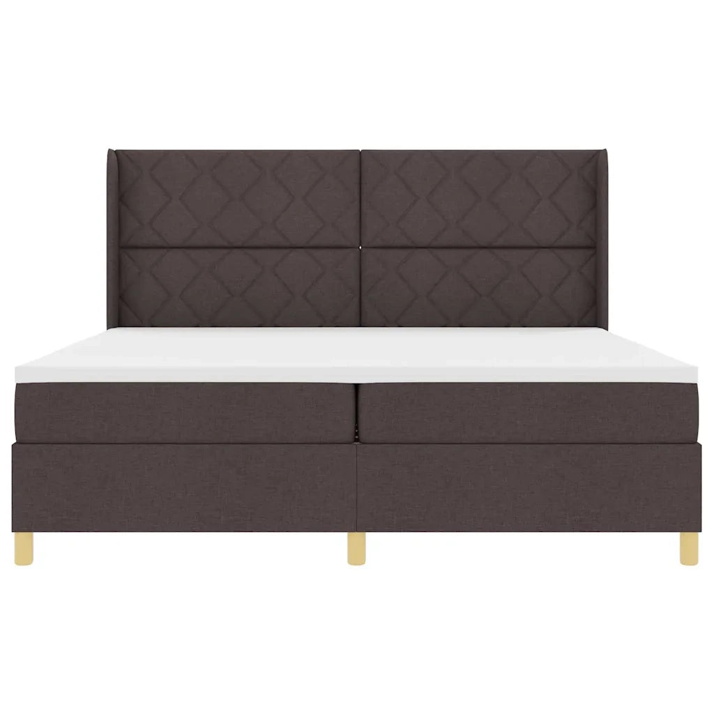 Letto a molle con materasso Marrone Scuro 200 x 200 cm Tessuto