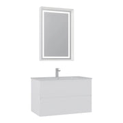 Set mobile lavabo con specchio (2 pezzi) "Nest 91 v2" - 91 x 51 x 55 cm - Bianco opaco