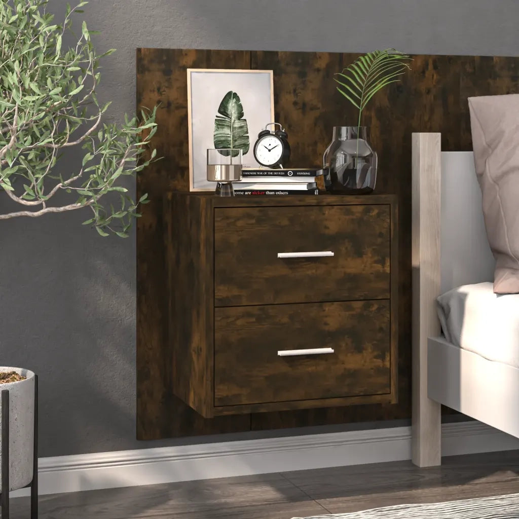 Comodini a Muro 2 pz Rovere Fumo 816959