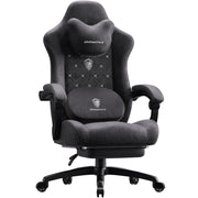 Sedia da Gaming | Funzioni di riscaldamento e massaggio, supporto lombare, poggiapiedi, materiale in tessuto, neroc