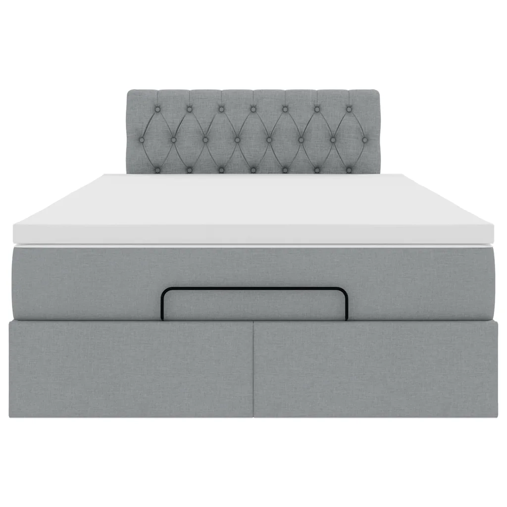 Pouf Letto con Materasso Grigio Chiaro 120x200 cm in Tessuto