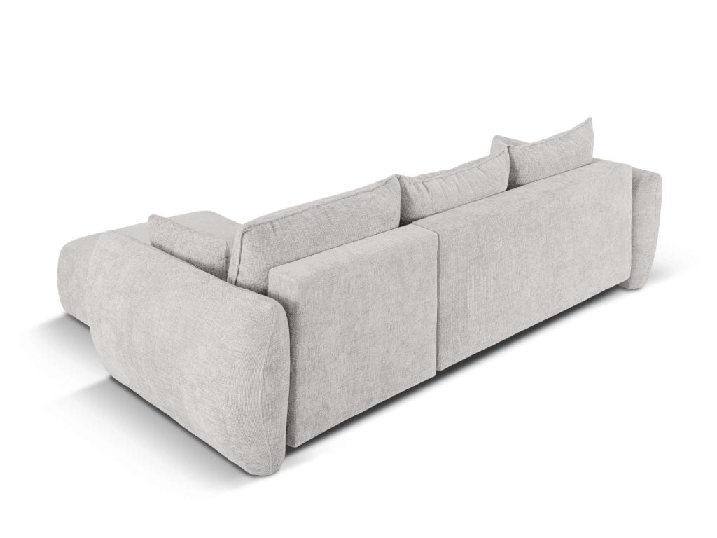 Cosmopolitan Design - Divano convertibile angolare destro con contenitore "Matera" 4 posti in ciniglia grigio chiaro 