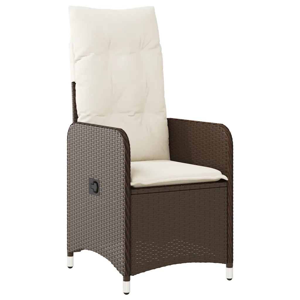 Set BistrÃ² da Giardino 9 pz con Cuscini in Polyrattan Marrone