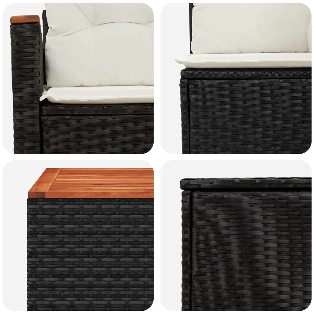 Set di divani 8 pz Nero e Bianco Crema 3448585