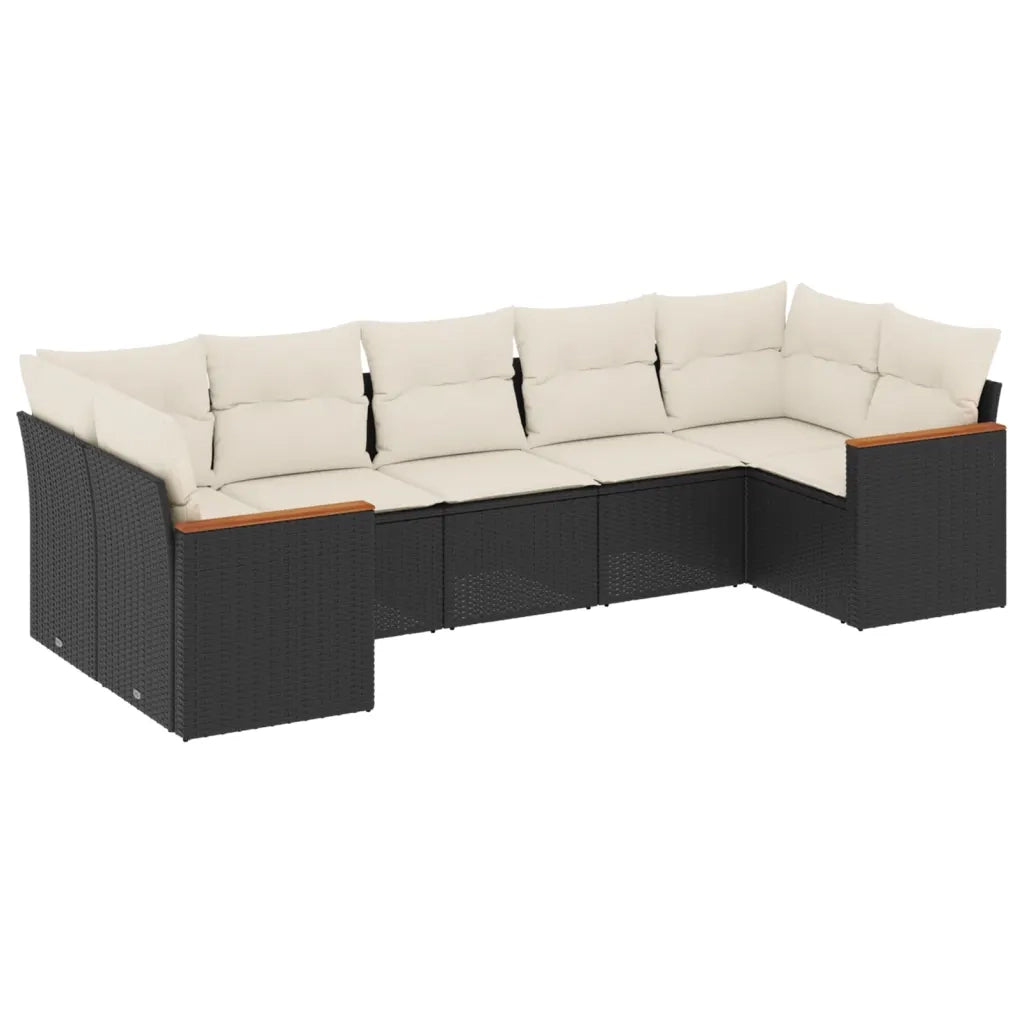 Set Divani da Giardino con Cuscini 7pz Nero Polyrattancod mxl 112382