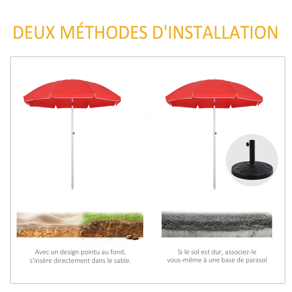 Ombrellone da giardino inclinabile ottagonale ¨C zephmum ¨C rosso ?180 cm tessuto anti-UV