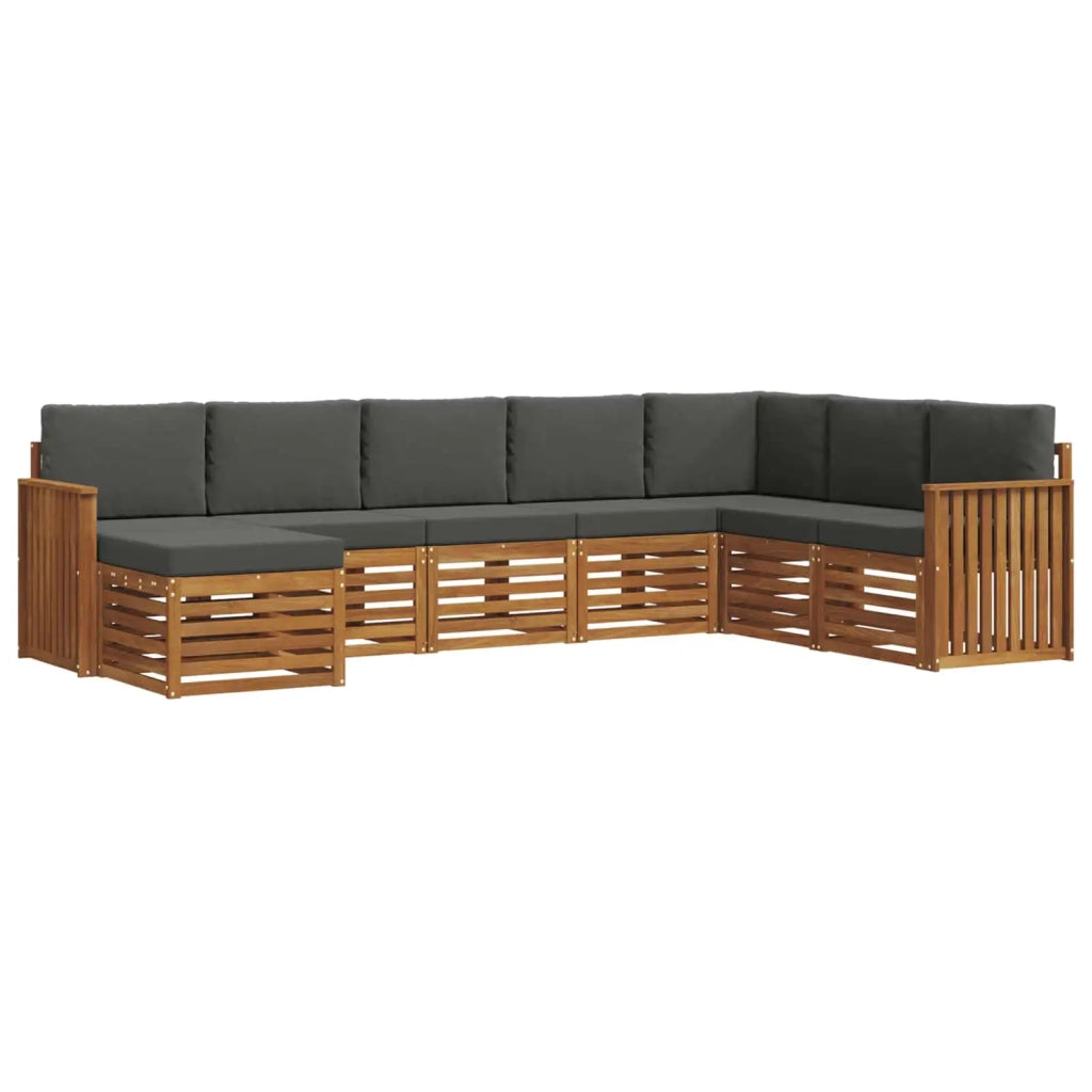Set di divani da esterno con cuscino 8 pcs Naturale e Antracite