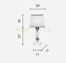 LUME/P LIVIA LUME 1 LUCE OTTANIO- TRASPARENTE E CROMO ATTACCO E14 PARALUME L.20CM
