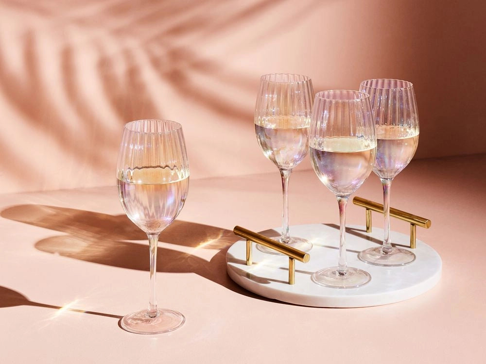 Set di 4 calici da vino rosso in vetro soffiato a mano con finitura iridescente 53 cl calici da tavola