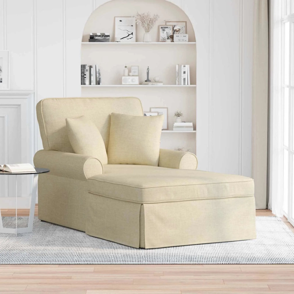 Chaise Longe con Gonna con cuscino 3 pz Crema Tessuto CFW7854808