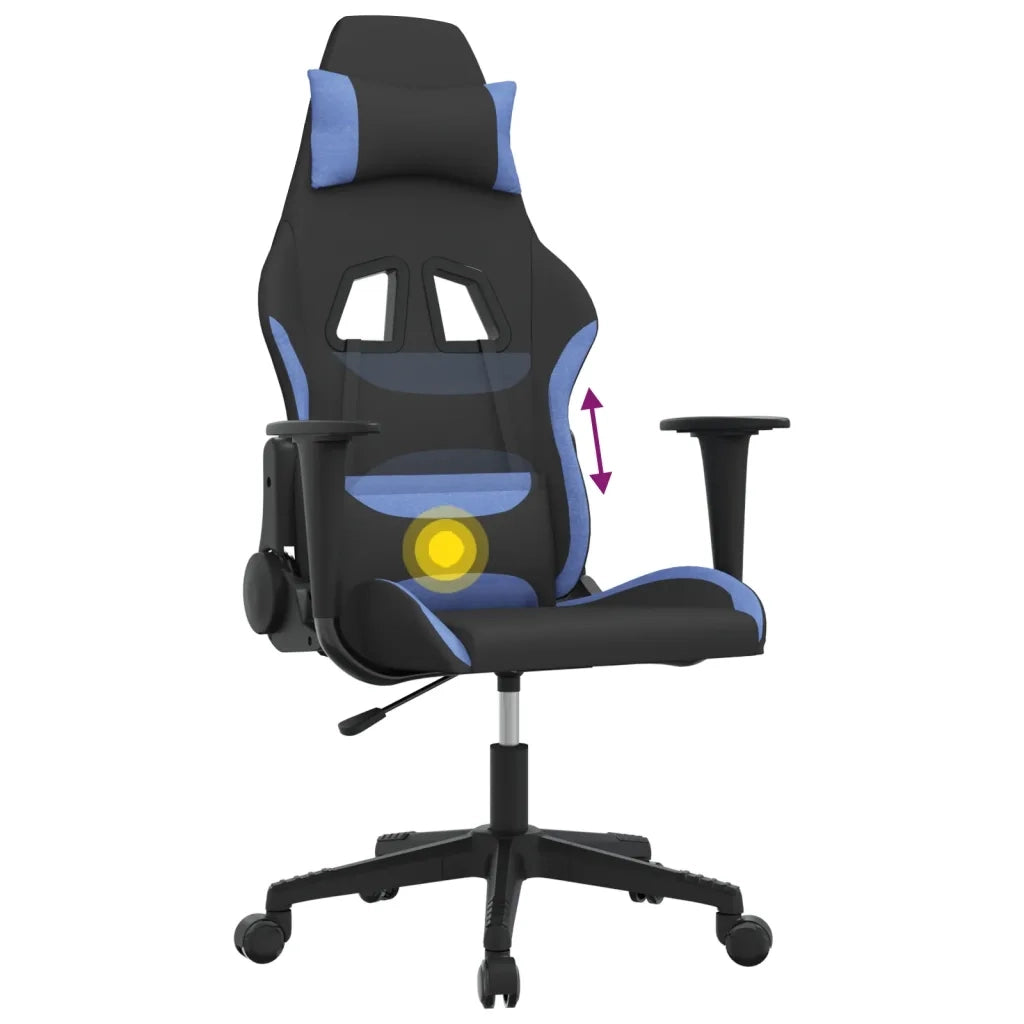Sedia da Gaming Nero e Blu in Tessuto 345497