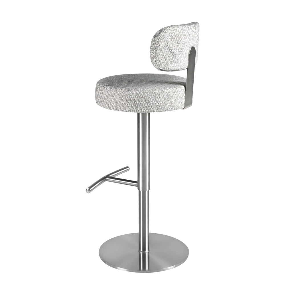 Sgabello girevole in tessuto grigio chiaro screziato