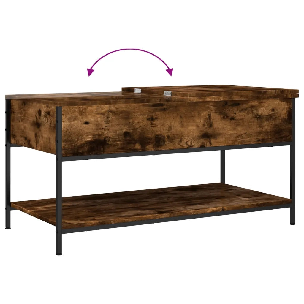 Tavolino Salotto-Tavolino da Soggiorno Rovere Fumo 100x50x50 cm Multistrato e Metallo