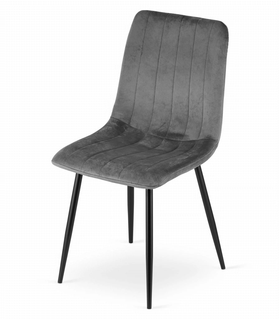 Sedia Valora JEWA in velluto grigio scuro con gambe nere x1