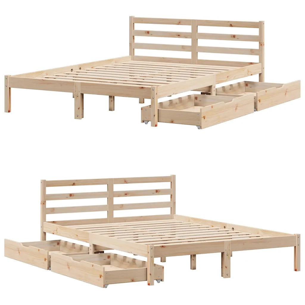 Letto senza Materasso-Struttura Letto 135x190 cm in Legno Massello di Pino 559539