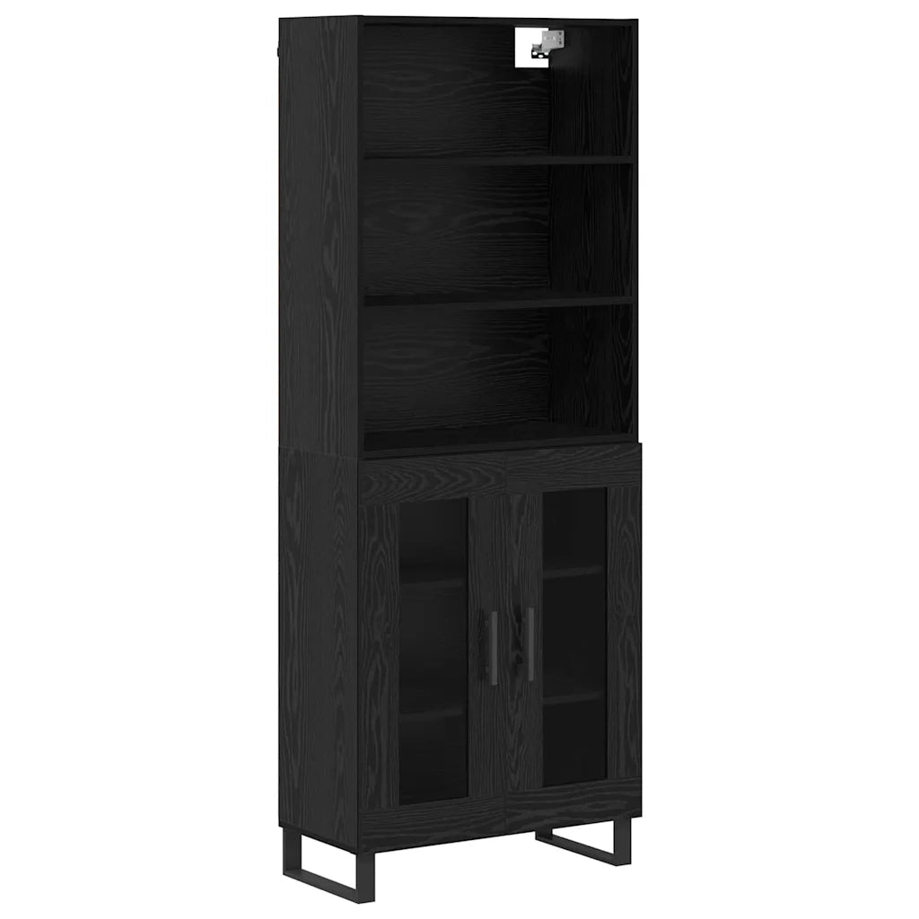 Credenza 2 pcs Rovere Nero Legno multistrato 3403191