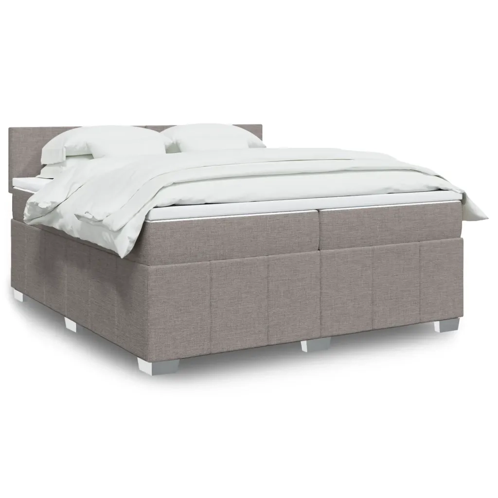 vidaXL Giroletto a Molle con Materasso Tortora 200x200 cm in Tessuto
