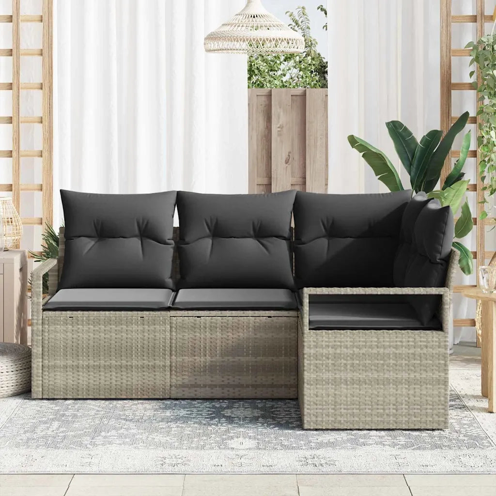 Set di divani con cuscino 4 pcs Grigio chiaro polyrattan 3355031