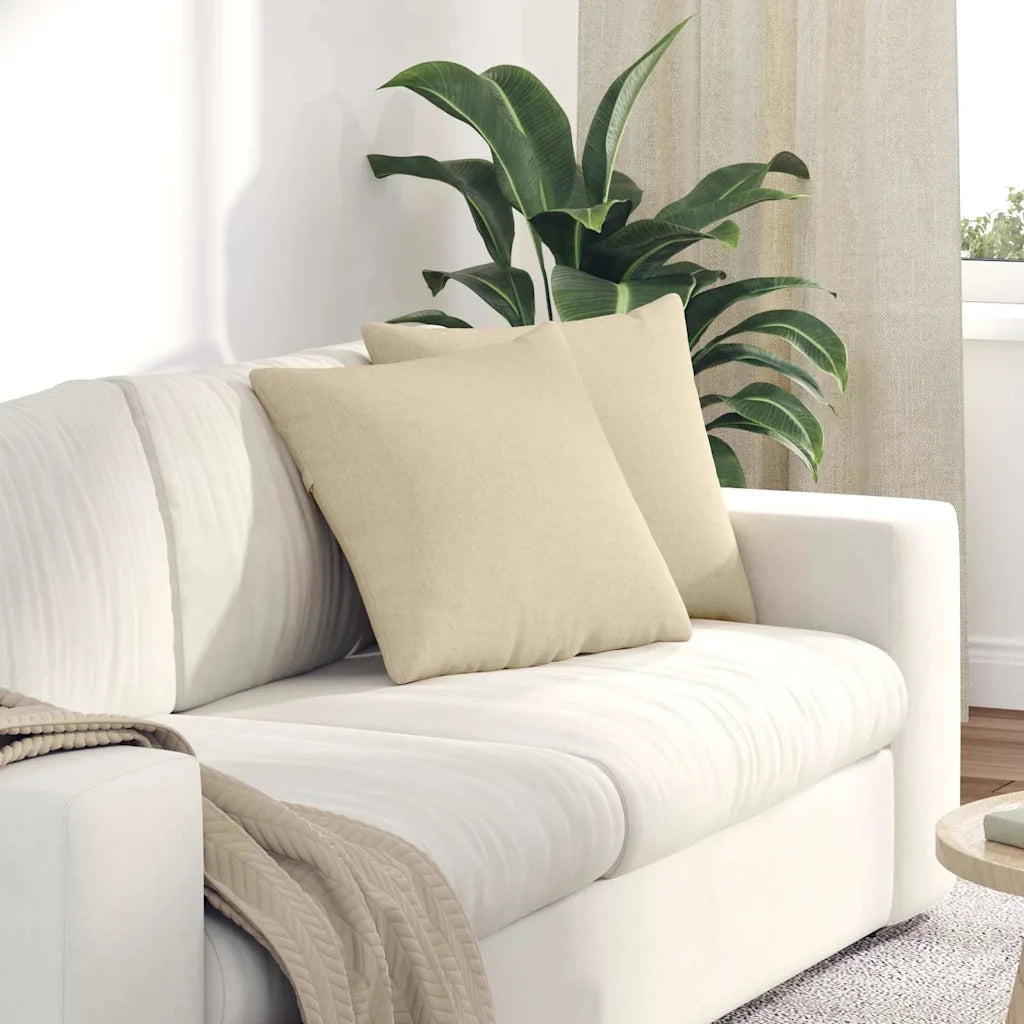 Cuscini da Divano 2 pz-Set di 2 Cuscini per Sofa Crema 45 x 45 cm Tessuto 676068