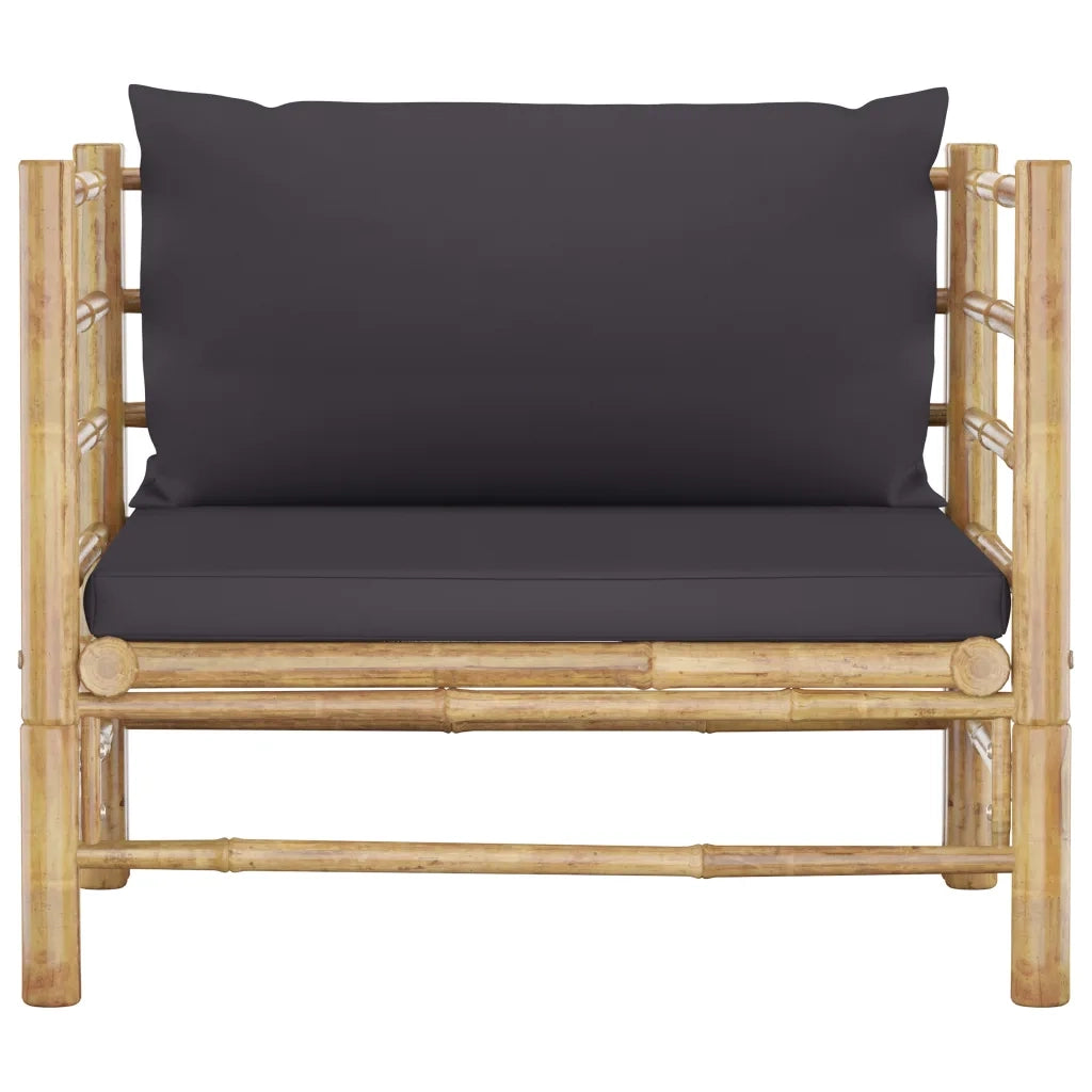 Set Divani da Giardino 5 pz con Cuscini Grigio Scuro in BambÃ¹ cod mxl 38104