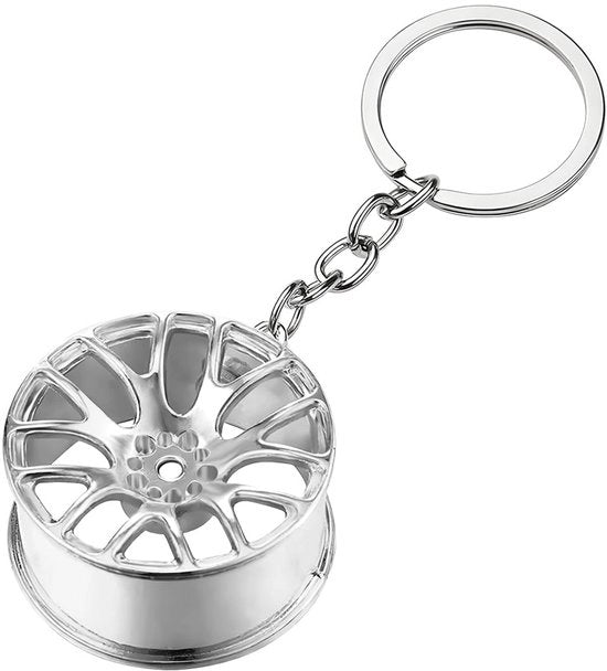 Accessori creativi per auto, hanger per chiavi, mini ruote per chiavi, decorazione accessori (argento)