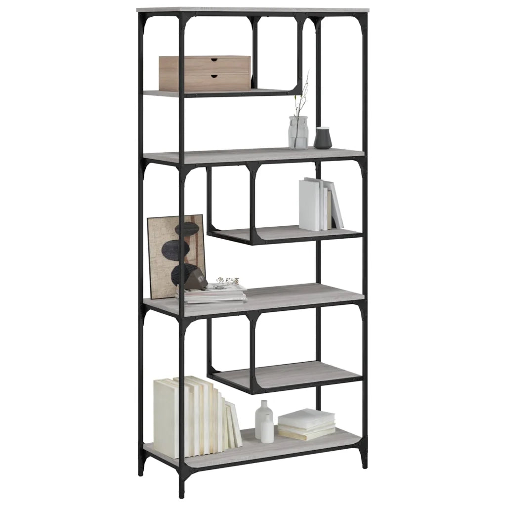 Libreria-Scaffale per Libri-Mobile di Stoccaggio Grigio Sonoma 81x36x176 cm in Legno Multistrato
