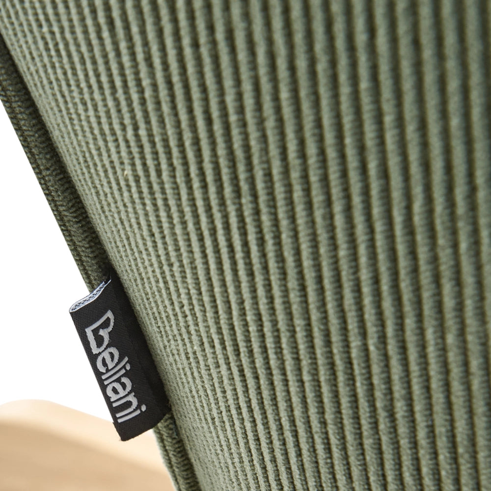 Poltrona a dondolo Verde Jumbo Corda Tappezzeria Metallo Gambe nere Confortevole Ampio schienale e braccioli Soggiorno Camera da letto