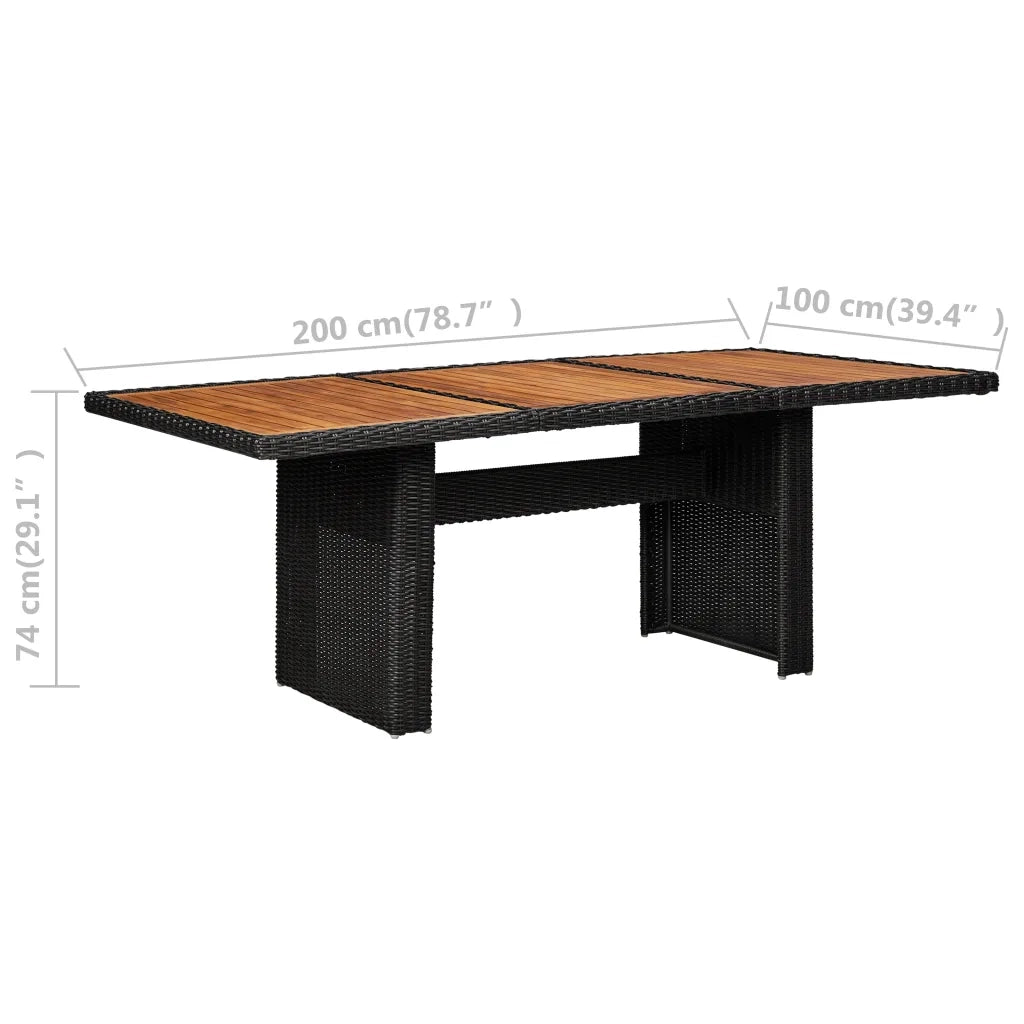 Set da Pranzo da Giardino 9 pz con Cuscini in Polyrattan Nero cod mxl 42171