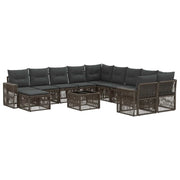 Set Divano da Giardino 12 pcs Grigio e Grigio Scuro polyrattan