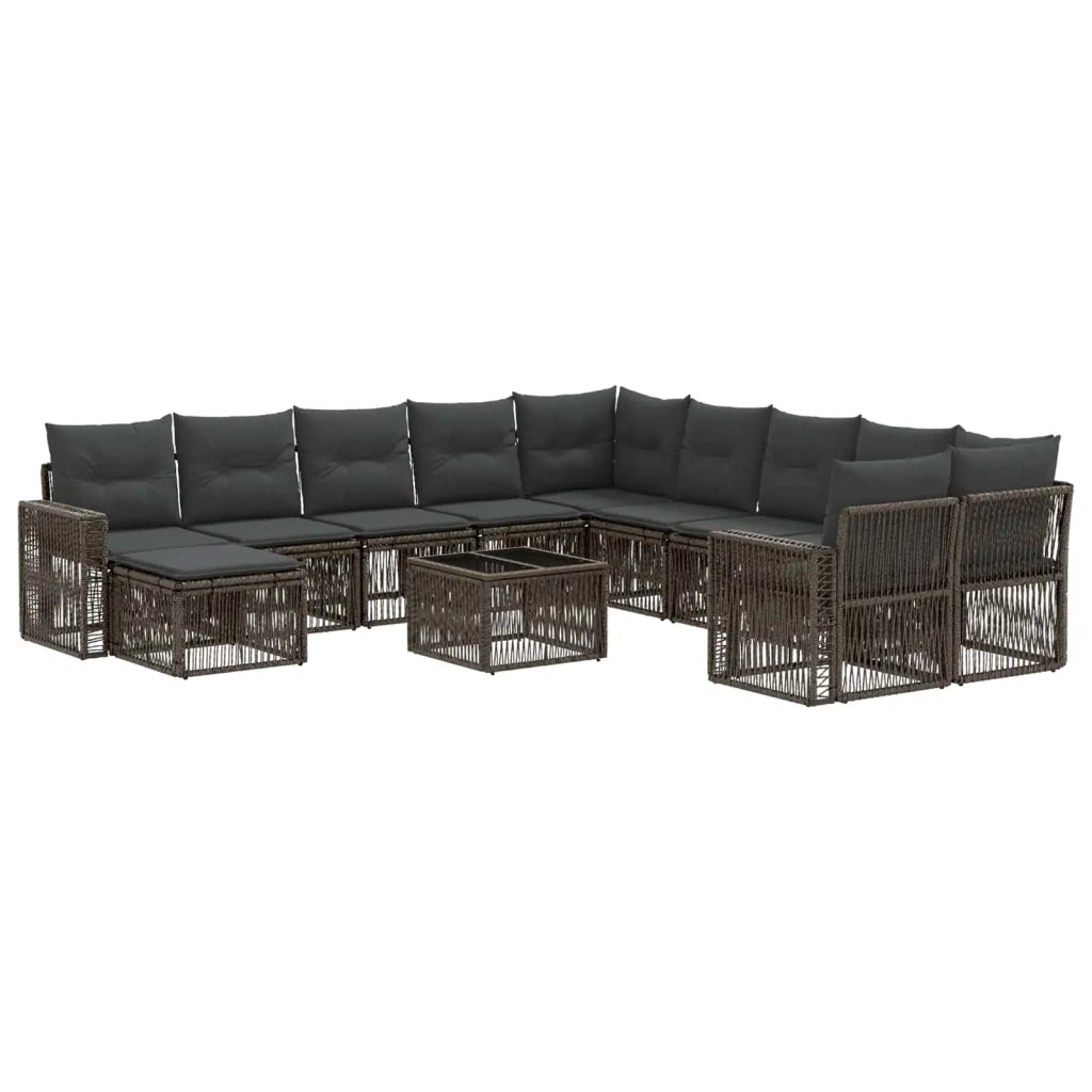 Set Divano da Giardino 12 pcs Grigio e Grigio Scuro polyrattan