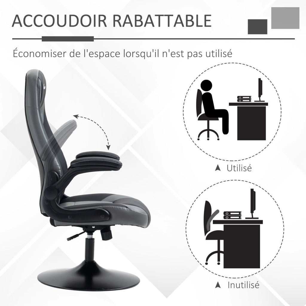 Sedia da gaming ergonomica ¨C zephmum ¨C base rotante metallo, schienale e braccioli regolabili, grigio nero