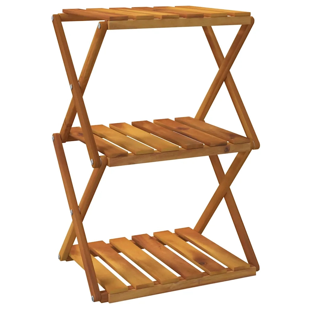 Scaffale Pieghevole 3 Ripiani Marrone 70x31x63 Massello Acacia 153329