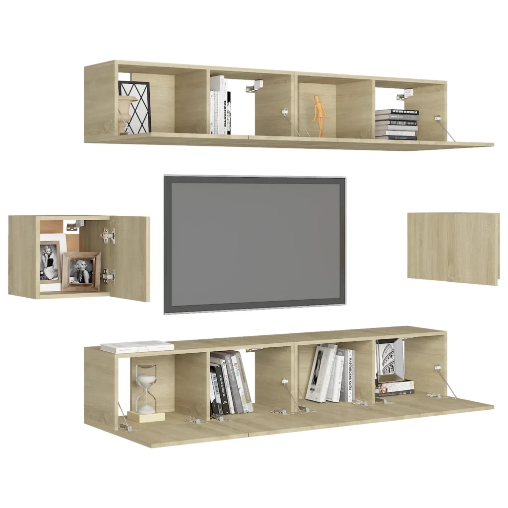Set di Mobili Porta TV 6 pz Rovere Sonoma in Legno Multistrato 3078998