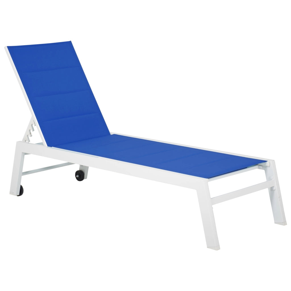 Set di 2 lettini BARBADOS in textilene blu eTavolino - alluminio bianco