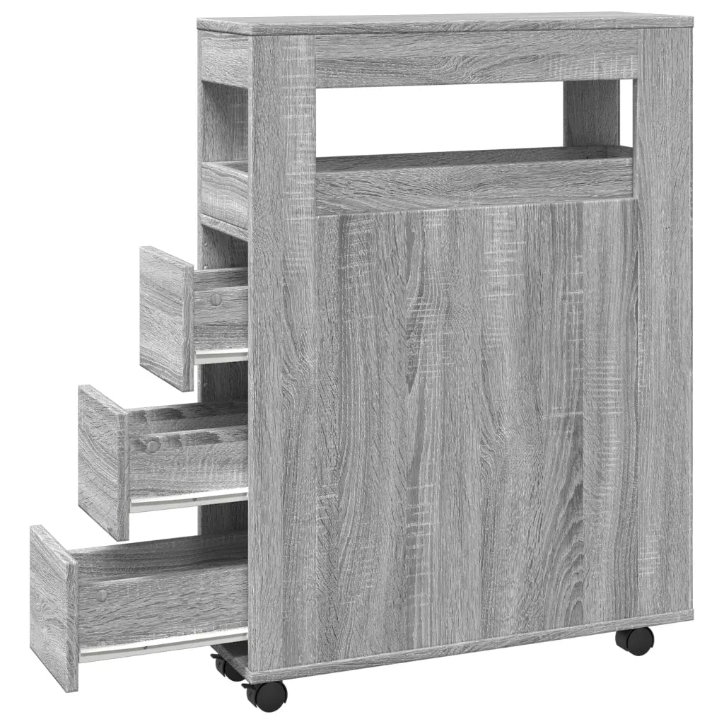 Mobile da Bagno Stretto con Ruote Grigio Sonoma in Truciolato