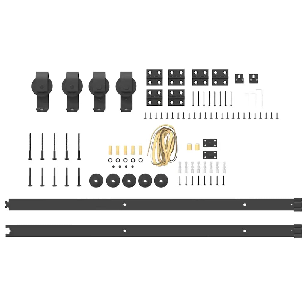 Kit di Binari per Porte Scorrevoli 200 cm Acciaio Nero CFW5440403