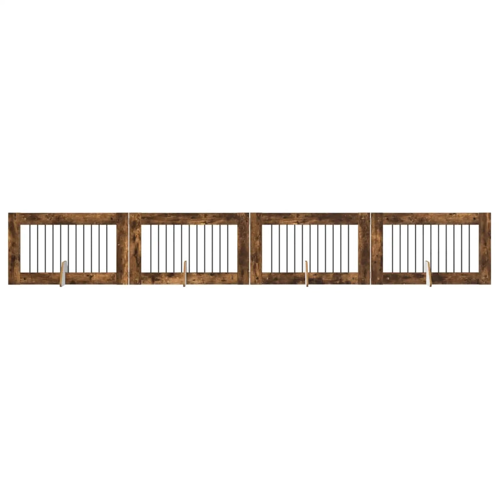 Cancello per cani con supporti 4 pcs Rovere Fumo 100 x 60 cm 892117