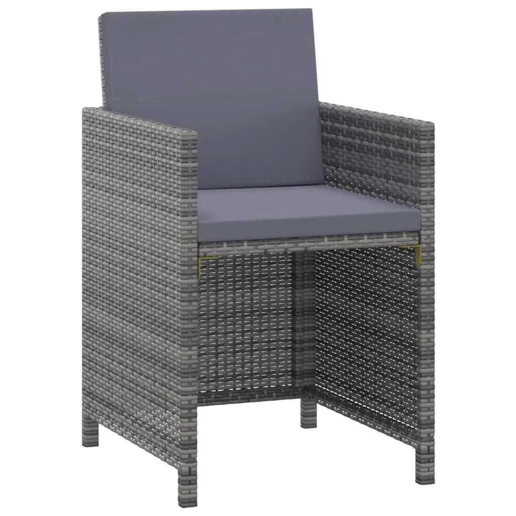 Set da Pranzo da Giardino 3 pz | Set Salotto da Giardino con Cuscini Polyrattan Grigio