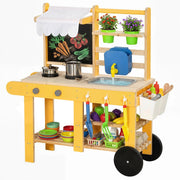 Cucina bambini in legno con ruote ¨C zephmum ¨C giallo