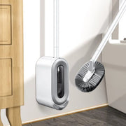 Set di spazzole per wc con chiusura automatica, spazzola per wc ad incasso, appoggio per carta igienica e spazzola per wc con setole in nylon di lunghezza extra