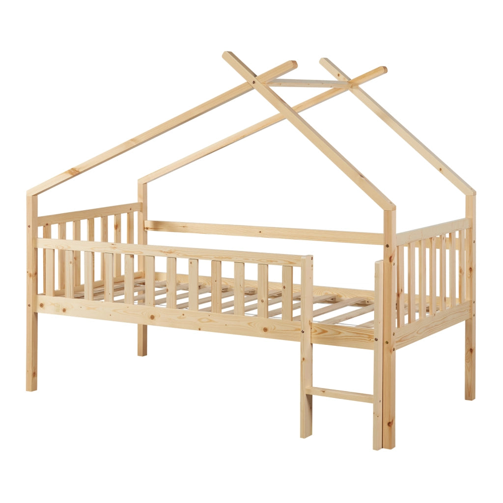 Letto a Casetta per Cameretta Sotkamo in Legno 90x200 cm Naturale [en.casa]