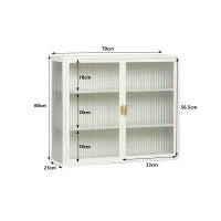 Credenza Moderna Ripostiglio a Due Ante con Vetrata e Ripiani a Tre Livelli per Ingresso, Soggiorno, Bagno, Sala da Pranzo, Bianco