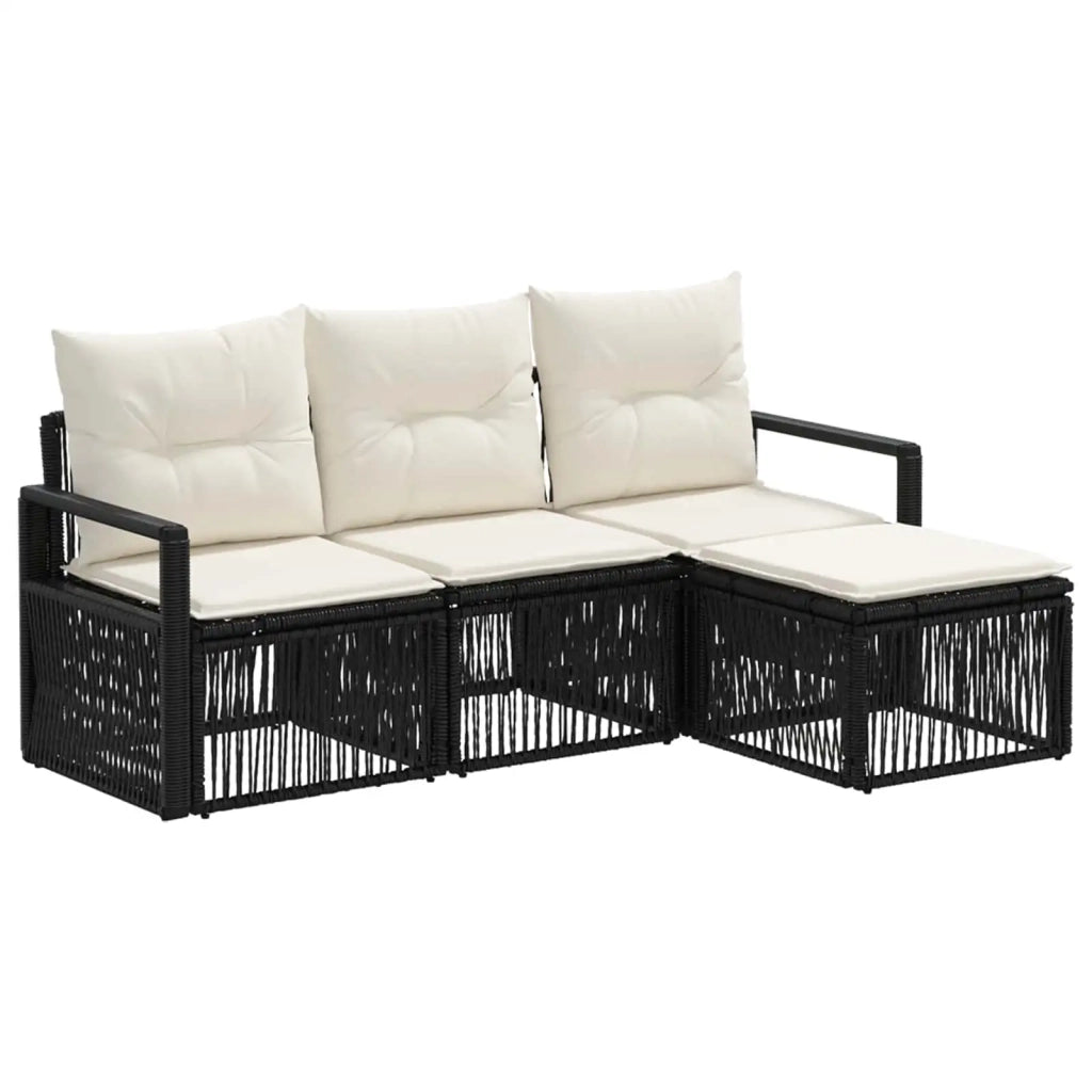 Set Divano da Giardino 4 pcs Nero polyrattan 3435691