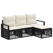 Set Divano da Giardino 4 pcs Nero polyrattan 3435691