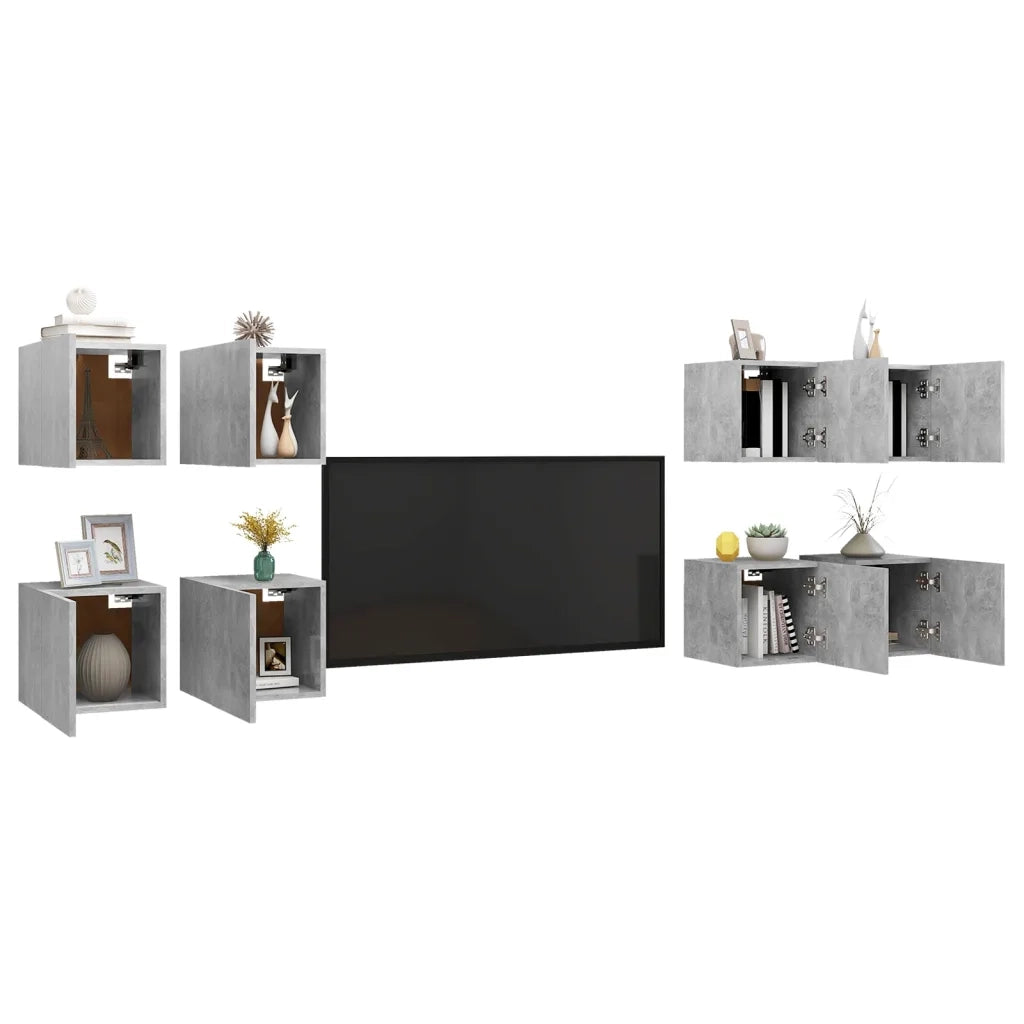 Mobili Porta TV a Parete 8 pz Grigio Cemento 30,5x30x30 cm 3079159