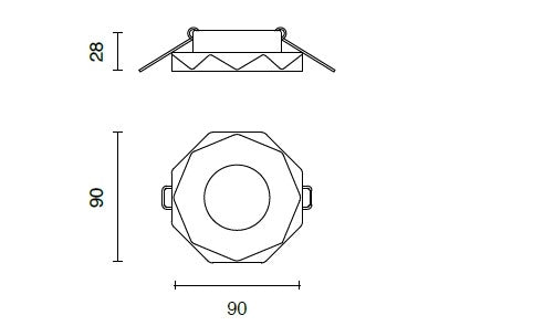 FARETTO DA INCASSO DC10 IP20 GU10 VETRO TRASPARENTE 9x9CM