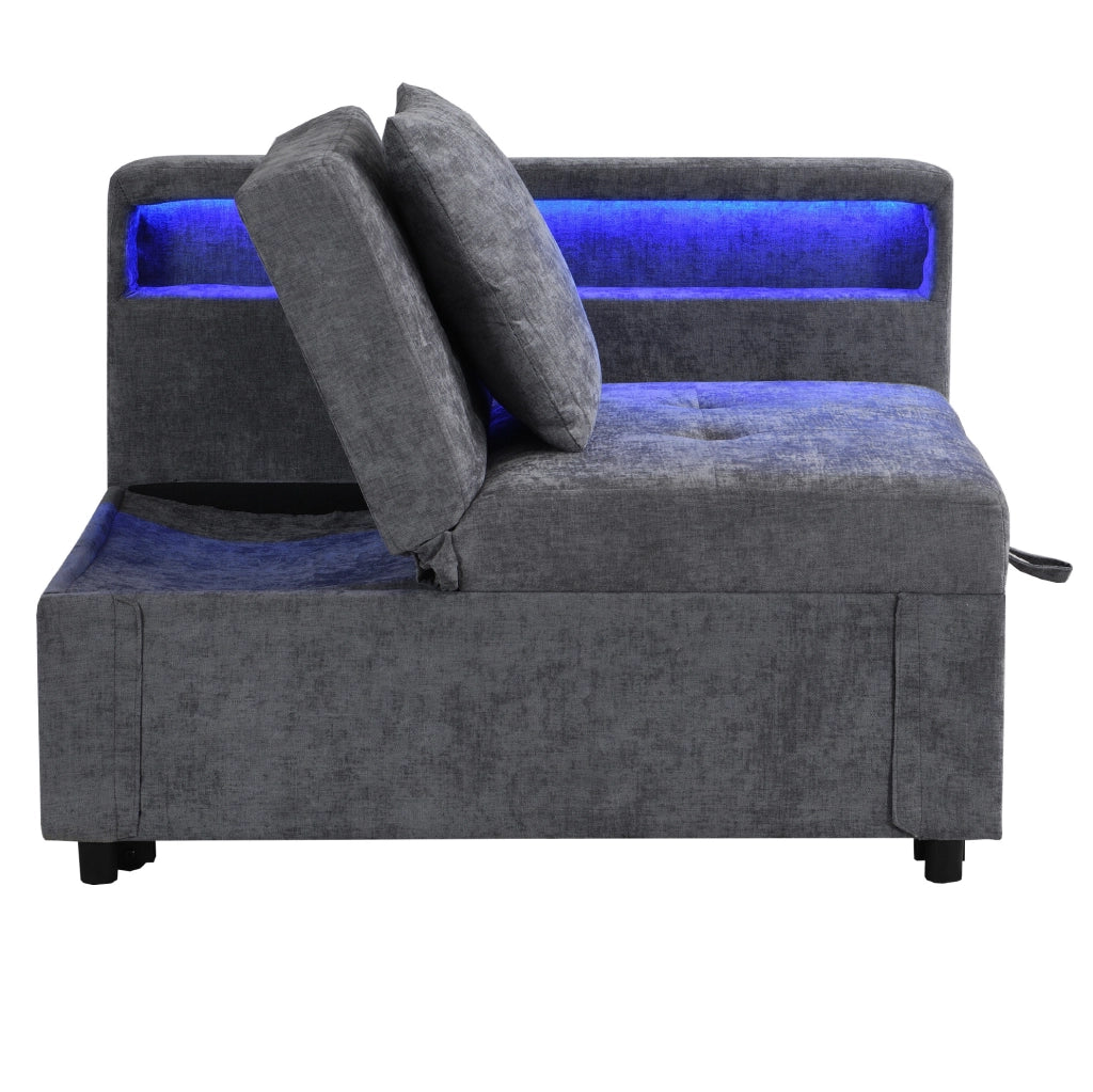 Divano letto 3 in 1 grigio chiaro con LED e USB-C