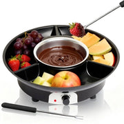 Set di fonduta elettrica per cioccolato (260 ml) con 4 forchette, 2 livelli di temperatura, rivestimento antiaderente e ciotola rimovibile per il fondere del cioccolato e porta con chiusura a scorrimento, per feste, dessert e famiglia