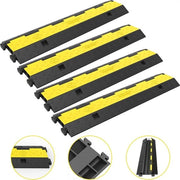 Ponte per cavi - 4-segmenti - Gomma per protezione cavi 2 canali - Protezione cavi in gomma - Giallo e Nero