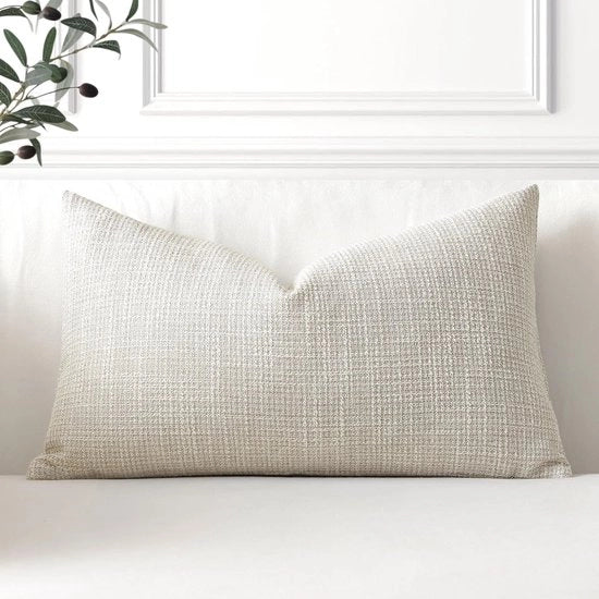 Copricuscino in Lino Beige - Decorazione per Salotto/Camera da Letto - 1 pezzo - 40 x 60 cm